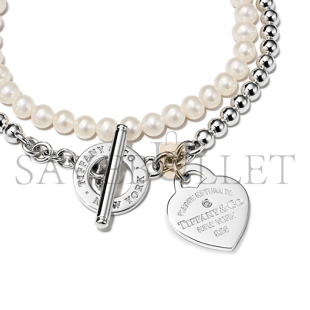TIFFANY WRAP BEAD BRACELET IN SILVER WITH PEARLS AND A DIAMOND, SMALL 69783317 TIFFANY WRAP BEAD BRACELET IN SILVER WITH PEARLS AND A DIAMOND, SMALL 69783317